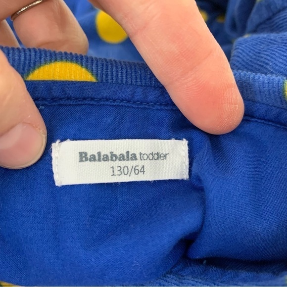 Balabala Toddler Polka Dot Corduroy Dress Little Girls 130/64 Cotton Puff Sleeve - Picture 3 of 13